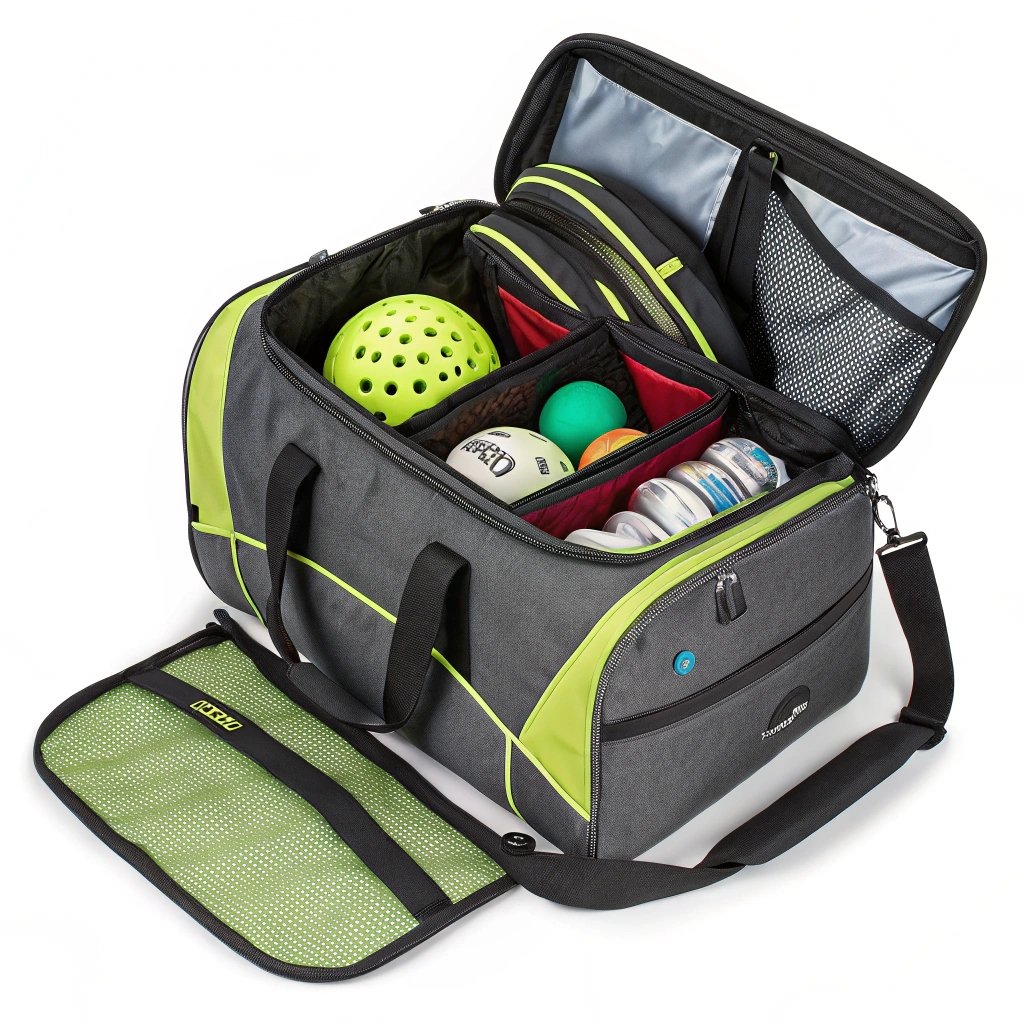 Spacious sports duffel bag with organized compartments