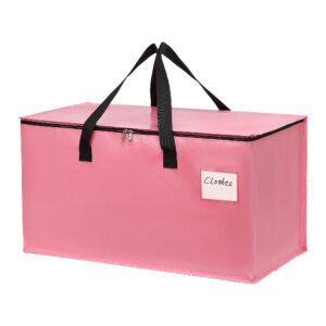 Top-zip pink moving bag with reinforced seams, waterproof and reusable for household use