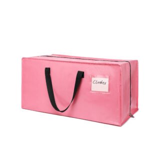 Pink side-zip moving bags, extra large polypropylene storage bag with durable zipper