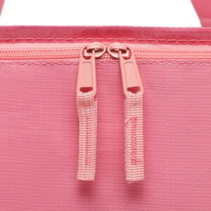 Heavy-duty dual zipper closure on pink moving tote bag for secure and smooth opening