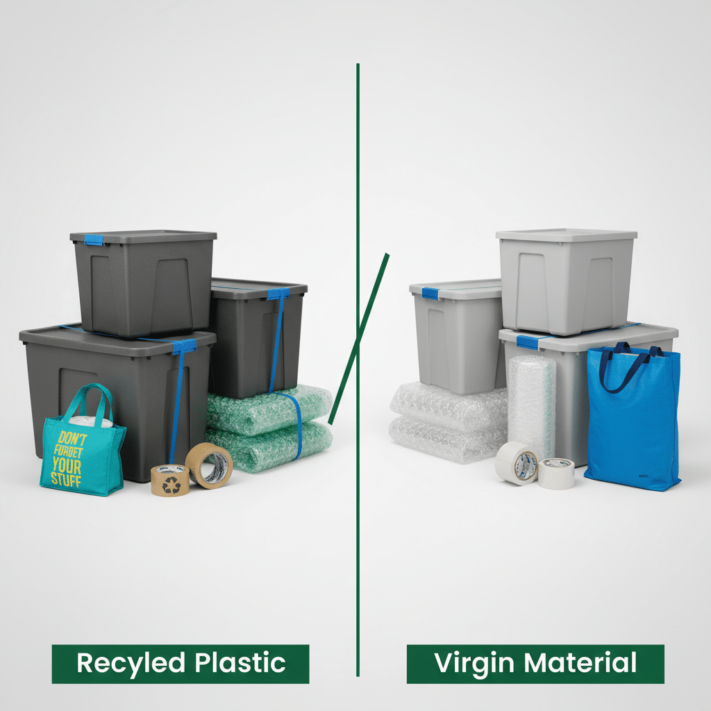 Sustainable Moving Supplies Recycled Plastic vs. Virgin Material