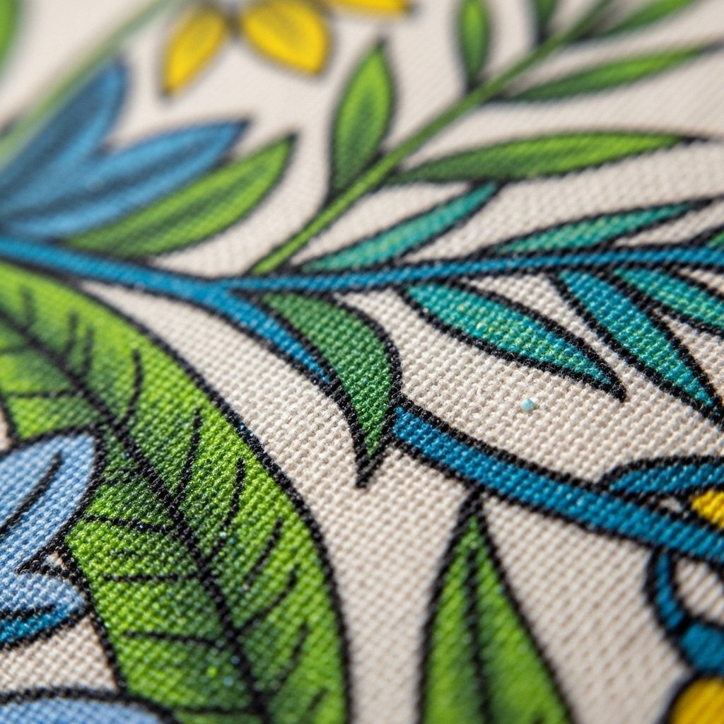 Close-up of digital printing on cotton