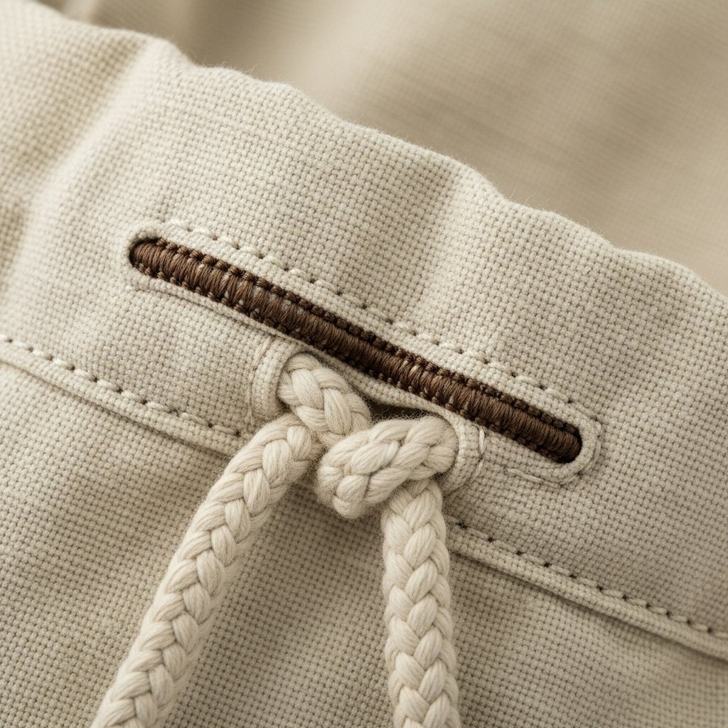 Double-Lock Stitching on Drawstring Bag Channel