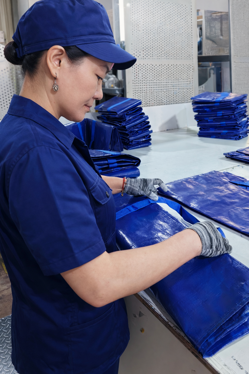 Quality Control Team inspecting bags