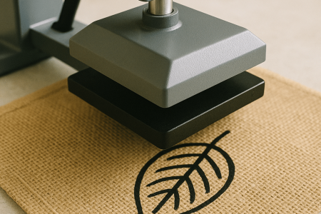 Screen printing technique on jute fabric, eco-friendly custom logo printing for reusable bags