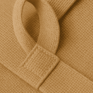 Strong cross-stitch handle attachment on eco-friendly burlap shopping bag