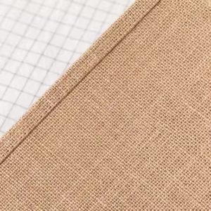 Clean edge seam detail on eco-friendly jute fabric tote bag